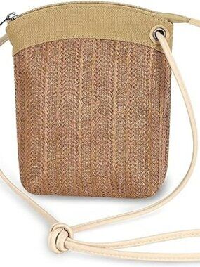 NEW Cell Phone Crossbody Summer Purse Bag Straw Look Vacation Beach Statement
